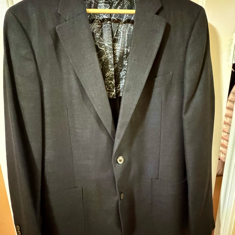 Nautica Men's Modern Fit Stretch Blazer Sport Coat Suit Jacket Black 42L $395